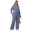 imageXIEERDUO Womens 2 Piece Lounge Sets Side Slit Outfits Wide Leg Tracksuit Comfy Loungewear Fashion Sweatsuit S3XLBlue