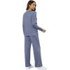 imageXIEERDUO Womens 2 Piece Lounge Sets Side Slit Outfits Wide Leg Tracksuit Comfy Loungewear Fashion Sweatsuit S3XLBlue