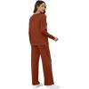 imageXIEERDUO Womens 2 Piece Lounge Sets Side Slit Outfits Wide Leg Tracksuit Comfy Loungewear Fashion Sweatsuit S3XLCaramel