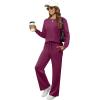 imageXIEERDUO Womens 2 Piece Lounge Sets Side Slit Outfits Wide Leg Tracksuit Comfy Loungewear Fashion Sweatsuit S3XLDark Purple