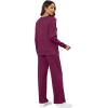 imageXIEERDUO Womens 2 Piece Lounge Sets Side Slit Outfits Wide Leg Tracksuit Comfy Loungewear Fashion Sweatsuit S3XLDark Purple