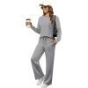 imageXIEERDUO Womens 2 Piece Lounge Sets Side Slit Outfits Wide Leg Tracksuit Comfy Loungewear Fashion Sweatsuit S3XLGrey