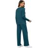 imageXIEERDUO Womens 2 Piece Lounge Sets Side Slit Outfits Wide Leg Tracksuit Comfy Loungewear Fashion Sweatsuit S3XLTeal