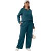 imageXIEERDUO Womens 2 Piece Lounge Sets Side Slit Outfits Wide Leg Tracksuit Comfy Loungewear Fashion Sweatsuit S3XLTeal