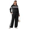 imageXIEERDUO Womens 2 Piece Lounge Sets Side Slit Outfits Wide Leg Tracksuit Comfy Loungewear Fashion Sweatsuit S3XLZ Black White
