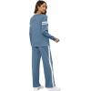imageXIEERDUO Womens 2 Piece Lounge Sets Side Slit Outfits Wide Leg Tracksuit Comfy Loungewear Fashion Sweatsuit S3XLZ Blue White
