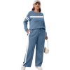 imageXIEERDUO Womens 2 Piece Lounge Sets Side Slit Outfits Wide Leg Tracksuit Comfy Loungewear Fashion Sweatsuit S3XLZ Blue White
