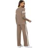 imageXIEERDUO Womens 2 Piece Lounge Sets Side Slit Outfits Wide Leg Tracksuit Comfy Loungewear Fashion Sweatsuit S3XLZ Coffe White