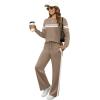 imageXIEERDUO Womens 2 Piece Lounge Sets Side Slit Outfits Wide Leg Tracksuit Comfy Loungewear Fashion Sweatsuit S3XLZ Coffe White