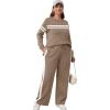 imageXIEERDUO Womens 2 Piece Lounge Sets Side Slit Outfits Wide Leg Tracksuit Comfy Loungewear Fashion Sweatsuit S3XLZ Coffe White