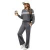 imageXIEERDUO Womens 2 Piece Lounge Sets Side Slit Outfits Wide Leg Tracksuit Comfy Loungewear Fashion Sweatsuit S3XLZ Darkgray White