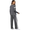 imageXIEERDUO Womens 2 Piece Lounge Sets Side Slit Outfits Wide Leg Tracksuit Comfy Loungewear Fashion Sweatsuit S3XLZ Darkgray White