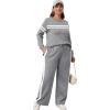 imageXIEERDUO Womens 2 Piece Lounge Sets Side Slit Outfits Wide Leg Tracksuit Comfy Loungewear Fashion Sweatsuit S3XLZ Grey White