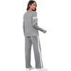imageXIEERDUO Womens 2 Piece Lounge Sets Side Slit Outfits Wide Leg Tracksuit Comfy Loungewear Fashion Sweatsuit S3XLZ Grey White