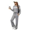 imageXIEERDUO Womens 2 Piece Lounge Sets Side Slit Outfits Wide Leg Tracksuit Comfy Loungewear Fashion Sweatsuit S3XLZ Grey White