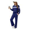 imageXIEERDUO Womens 2 Piece Lounge Sets Side Slit Outfits Wide Leg Tracksuit Comfy Loungewear Fashion Sweatsuit S3XLZ Navy White