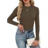 imageXIEERDUO Womens Long Sleeve Thermal Shirt Fleece Mock Neck Tops 2025 Fashion Slim FitCoffee