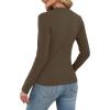 imageXIEERDUO Womens Long Sleeve Thermal Shirt Fleece Mock Neck Tops 2025 Fashion Slim FitCoffee