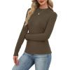 imageXIEERDUO Womens Long Sleeve Thermal Shirt Fleece Mock Neck Tops 2025 Fashion Slim FitCoffee