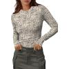imageXIEERDUO Womens Long Sleeve Thermal Shirt Fleece Mock Neck Tops 2025 Fashion Slim FitFbeige Print