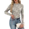 imageXIEERDUO Womens Long Sleeve Thermal Shirt Fleece Mock Neck Tops 2025 Fashion Slim FitFbeige Print