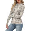 imageXIEERDUO Womens Long Sleeve Thermal Shirt Fleece Mock Neck Tops 2025 Fashion Slim FitFbeige Print