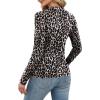 imageXIEERDUO Womens Long Sleeve Thermal Shirt Fleece Mock Neck Tops 2025 Fashion Slim FitFleopard