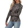 imageXIEERDUO Womens Long Sleeve Thermal Shirt Fleece Mock Neck Tops 2025 Fashion Slim FitFleopard