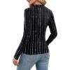 imageXIEERDUO Womens Long Sleeve Thermal Shirt Fleece Mock Neck Tops 2025 Fashion Slim FitFstripe B