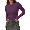 imageXIEERDUO Womens Long Sleeve Thermal Shirt Fleece Mock Neck Tops 2025 Fashion Slim FitPurple