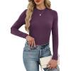 imageXIEERDUO Womens Long Sleeve Thermal Shirt Fleece Mock Neck Tops 2025 Fashion Slim FitPurple