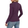 imageXIEERDUO Womens Long Sleeve Thermal Shirt Fleece Mock Neck Tops 2025 Fashion Slim FitPurple