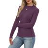 imageXIEERDUO Womens Long Sleeve Thermal Shirt Fleece Mock Neck Tops 2025 Fashion Slim FitPurple