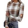 imageXIEERDUO Womens Long Sleeve Thermal Shirt Fleece Mock Neck Tops 2025 Fashion Slim FitFbrown Grid