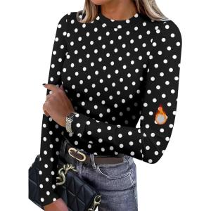 imageXIEERDUO Womens Long Sleeve Thermal Shirt Fleece Mock Neck Tops 2025 Fashion Slim FitFdots