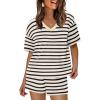imageXIEERDUO Lounge Sets for Women Shorts Lightweight Summer Pajamas Set Sleepwear 2 Piece Sets Airport Vacation OutfitsBlack Stripes