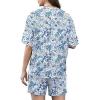imageXIEERDUO Lounge Sets for Women Shorts Lightweight Summer Pajamas Set Sleepwear 2 Piece Sets Airport Vacation OutfitsBlue Floral