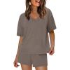 imageXIEERDUO Lounge Sets for Women Shorts Lightweight Summer Pajamas Set Sleepwear 2 Piece Sets Airport Vacation OutfitsCoffee