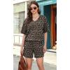 imageXIEERDUO Lounge Sets for Women Shorts Lightweight Summer Pajamas Set Sleepwear 2 Piece Sets Airport Vacation OutfitsLeopard