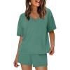 imageXIEERDUO Lounge Sets for Women Shorts Lightweight Summer Pajamas Set Sleepwear 2 Piece Sets Airport Vacation OutfitsPea Green