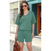 imageXIEERDUO Lounge Sets for Women Shorts Lightweight Summer Pajamas Set Sleepwear 2 Piece Sets Airport Vacation OutfitsPea Green