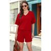 imageXIEERDUO Lounge Sets for Women Shorts Lightweight Summer Pajamas Set Sleepwear 2 Piece Sets Airport Vacation OutfitsRed