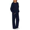 imageXIEERDUO Plus Size Sweatsuits Women 2 Piece Outfit Matching Lounge Sets Winter Clothing Airport Outfits Fall Fashion Must Haves Fleece Lined Track Suits Navy Blue XL