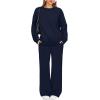 imageXIEERDUO Sweatsuits Women 2 Piece Outfit Matching Lounge Sets Fall Outfits 2025 Winter Clothing Airport Outfits Fall Fashion Must Haves Track Suits Navy Blue L