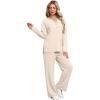 imageXIEERDUO Lounge Sets for Women 2 Piece V Neck Button Matching Sweatsuit Loungewear Fall Outfits Fashion Clothing PajamasApricot