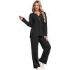imageXIEERDUO Lounge Sets for Women 2 Piece V Neck Button Matching Sweatsuit Loungewear Fall Outfits Fashion Clothing PajamasBlack