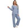 imageXIEERDUO Lounge Sets for Women 2 Piece V Neck Button Matching Sweatsuit Loungewear Fall Outfits Fashion Clothing PajamasBlue