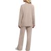 imageXIEERDUO Lounge Sets for Women 2 Piece V Neck Button Matching Sweatsuit Loungewear Fall Outfits Fashion Clothing PajamasKhaki