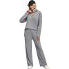 imageXIEERDUO Lounge Sets for Women 2 Piece V Neck Button Matching Sweatsuit Loungewear Fall Outfits Fashion Clothing PajamasLight Grey