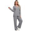 imageXIEERDUO Lounge Sets for Women 2 Piece V Neck Button Matching Sweatsuit Loungewear Fall Outfits Fashion Clothing PajamasLight Grey